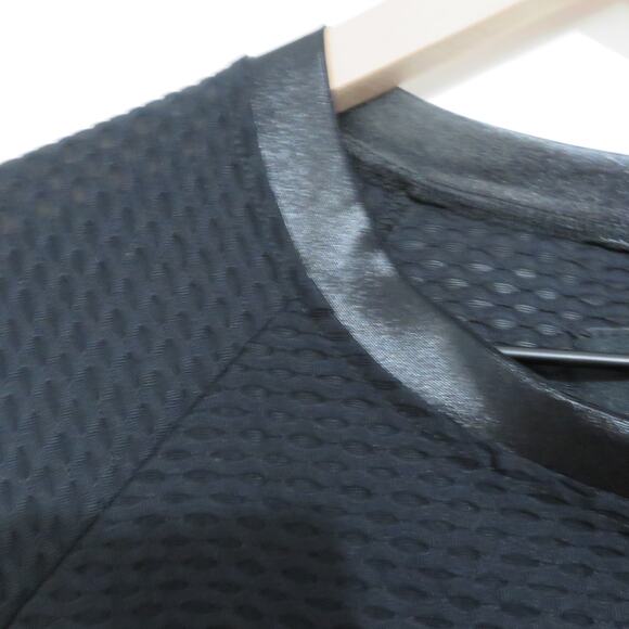 Koral Women Sz S Black Sofia Pullover Sweatshirt Faux Leather Trim Sheer Texture - Picture 4 of 8